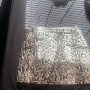 Snake Print Faux Leather Skirt